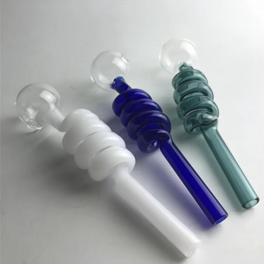 Glass Oil Burner Pipe for Smoking Colorful Thick Pyrex Glass Spring Style Oil Burner Water Pipes Hand Pipe