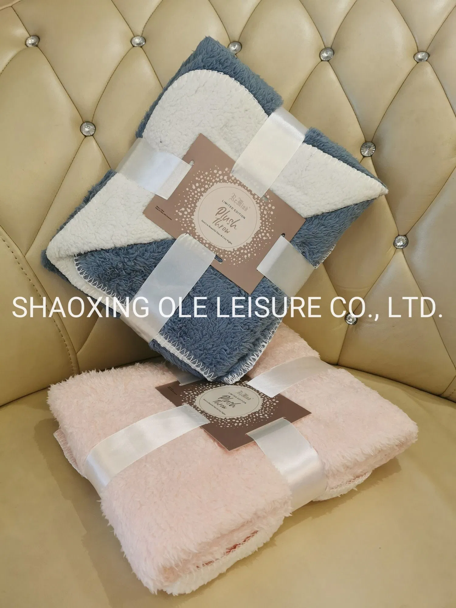 Теплый плед из шерпы с двойным слоем, зимний