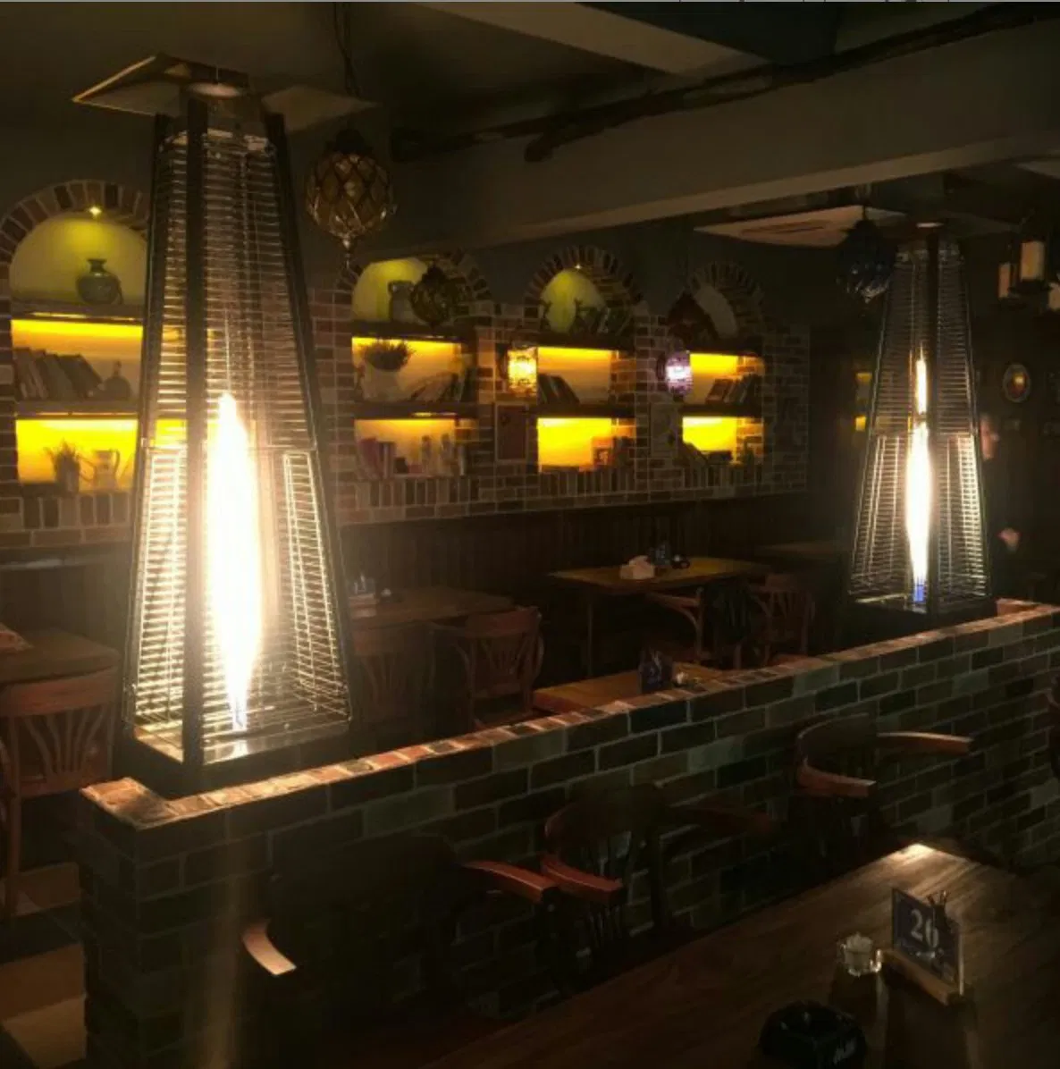 Pyramid Outdoor Glass Tube Stainless Steel Tower Gas Heater Patio Heater