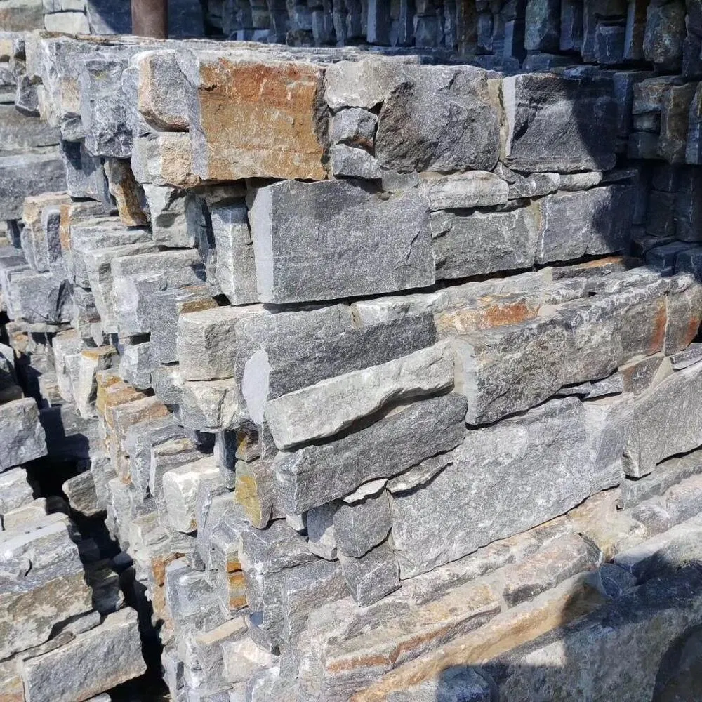 Natural Cement Wall Cladding Grey Quartzite Slate Stacked Culture Stone Panel