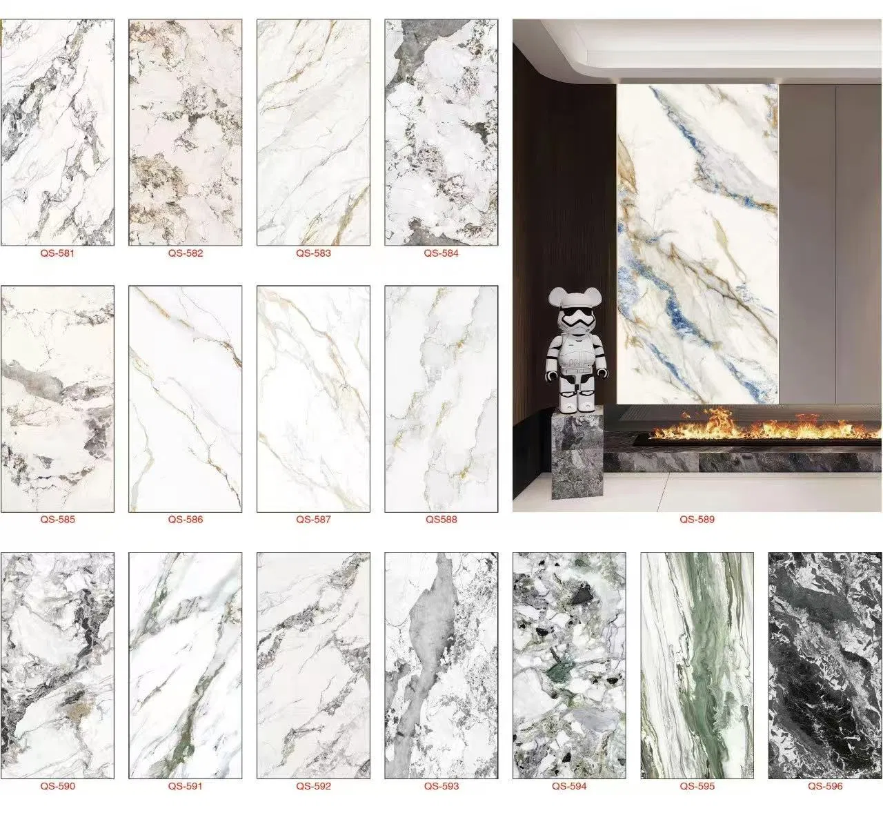 Fiber Cement Marble Grain Interior Wall Decoration Panel with Class a Fire-Resistance