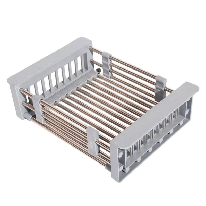 Black Kitchen Sink Strainer Basket Stainless Steel Sink Drain Rack Retractable Wash Dish Basket