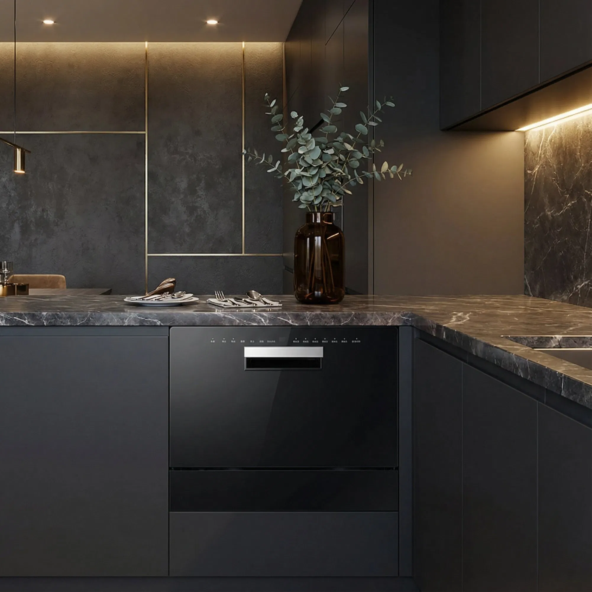 Compact Household 6- Place Settings UV Sterilization Hot Air Drying Dishwasher