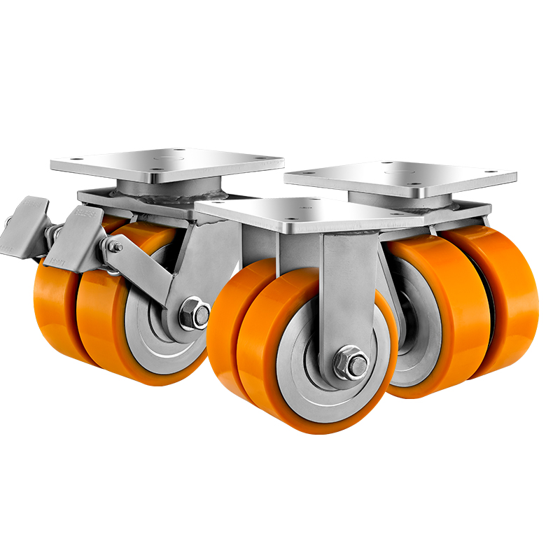 4/5/6/8/10/12" Extra Heavy Duty High Loading industrial Caster PU/Nylon/Solid Steel Twin Wheel Caster