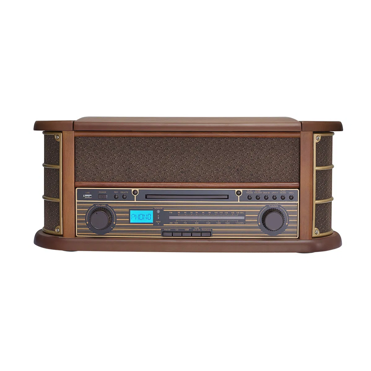Ретро-граммофон с проигрывателем винила, CD и USB