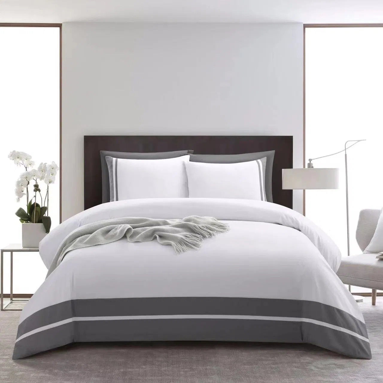 High End Plain Color Hotel Bedding 3PCS Duvet Cover White Pillowcases Comforter Double Coverlets Microfiber Polyester Pillow Shams Bedspread Bedding Set