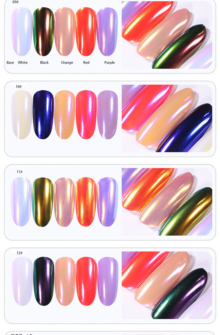 Wholesale High Grade Colorful Rainbow Chrome Pigment Nail Aurora Neon Powder