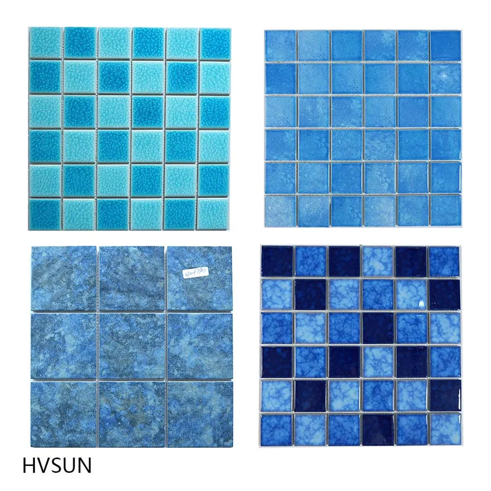 Wholesale Blue Glazed Ceramic Mosaic Tile Ice Crackle Design Swimming Pool Bathroom Wall Floor/Kitchen