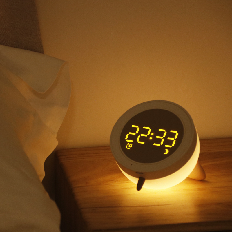 Cute Cat LED Silicone Night Light Alarm Clock with Remote Control