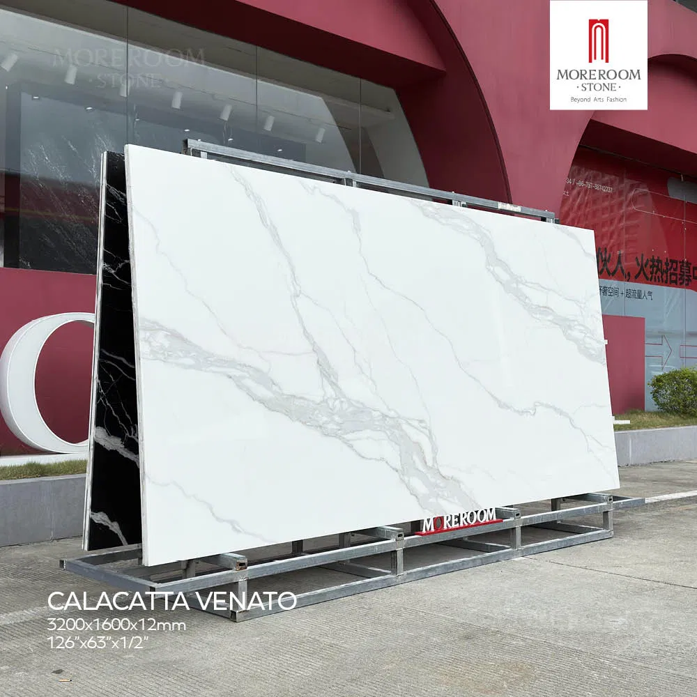 Porcelain Slab Calacatte Venato Marble Look Tiles for Luxury Kitchen Countertops Decoration