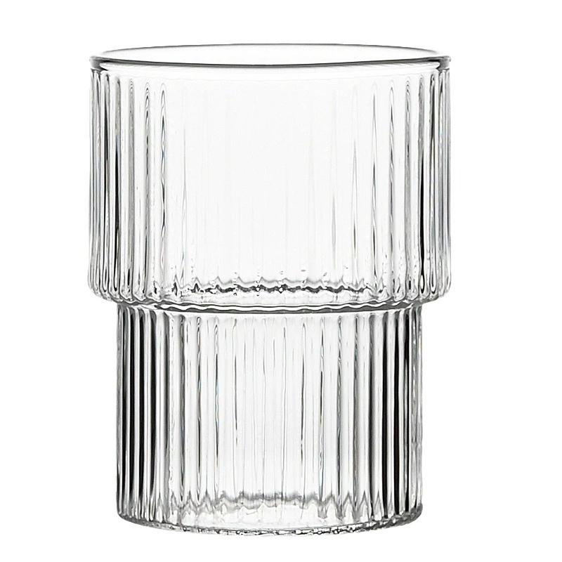 Vertical Grain New Design Coffee Drinking Mug Glass Tea Cup