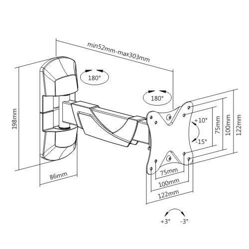 Wm8-111 Adjustable TV Wall Mount TV Holder Rotate TV Wall Bracket for 13-27 Inch Television
