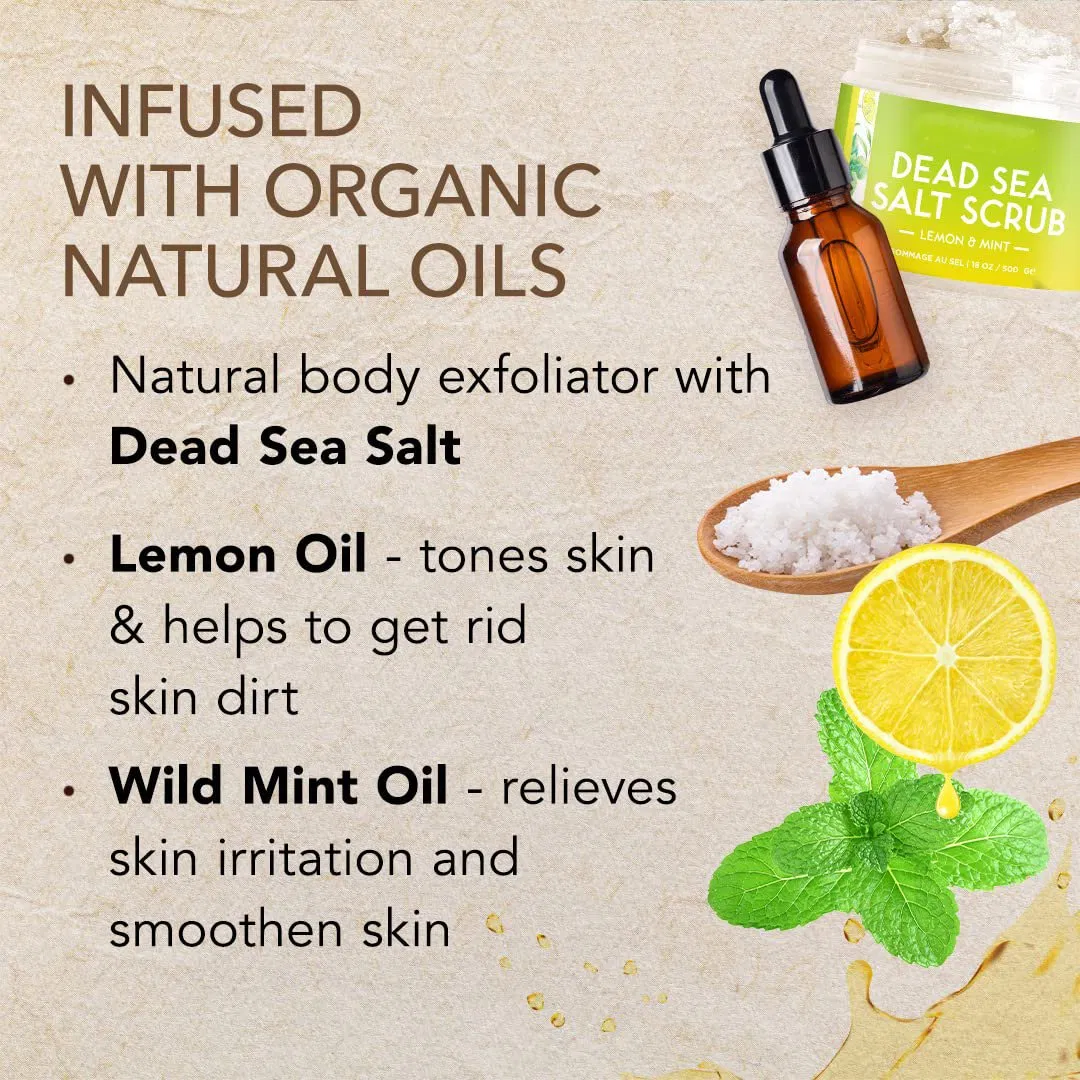 Beauty Cosmetics Body Care Gentle Exfoliation Dead Sea Salt Scrub -Lemon & Mint
