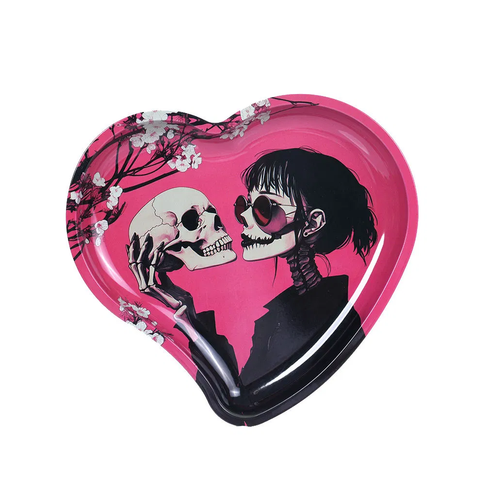 2025 New Custom Design Heart Metal Rolling Tray Tin Cigarette Rolling Tray Smoking Accessories