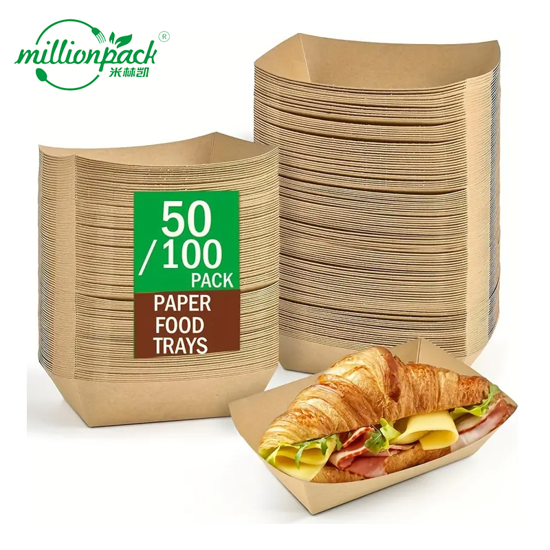 Custom Logo Printed Paper Tray for Branding Needs Premium Quality Food Display