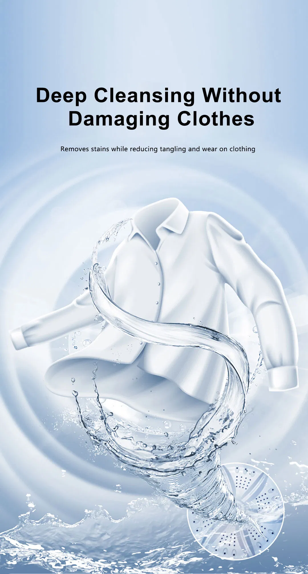 Stainless Steel Tub with Plastic Body, 8 Washing Programs, Automatically Balance While Dehydrating, LED Indicator Light, Appointment Stipulation for 24 Hours,