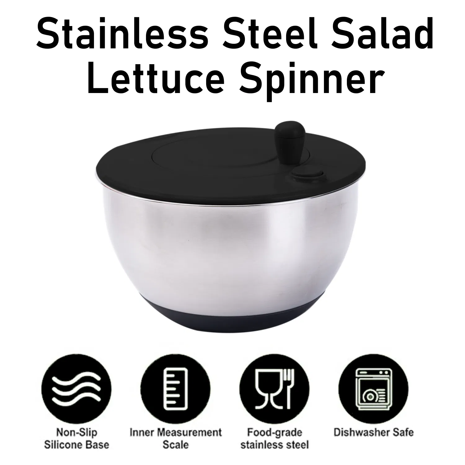 BPA Free Non Slip Stainless Steel 304 4L Multifunction Stainless Steel Salad Spinner with Grater Egg Tray for Home Kitchen Salad