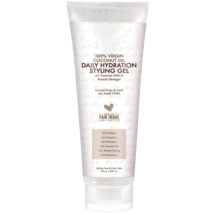 Natural Vegan Coconut Oil Hydrating Hair Styling Gel for Control Frizz & Hold