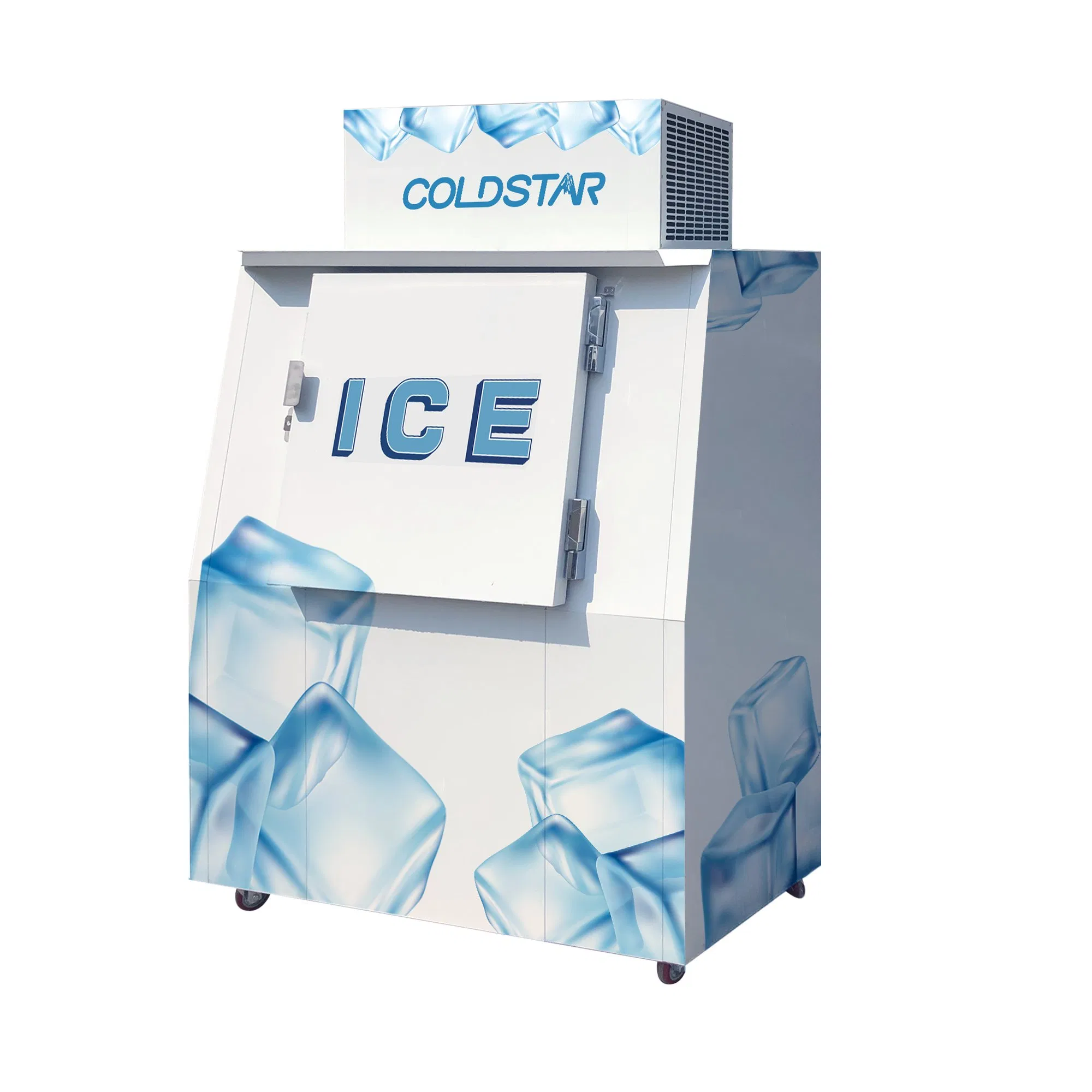 Ice Merchandiser Machine Outdoor Solid Door 120 Bagged Storage Bin Container Freezer