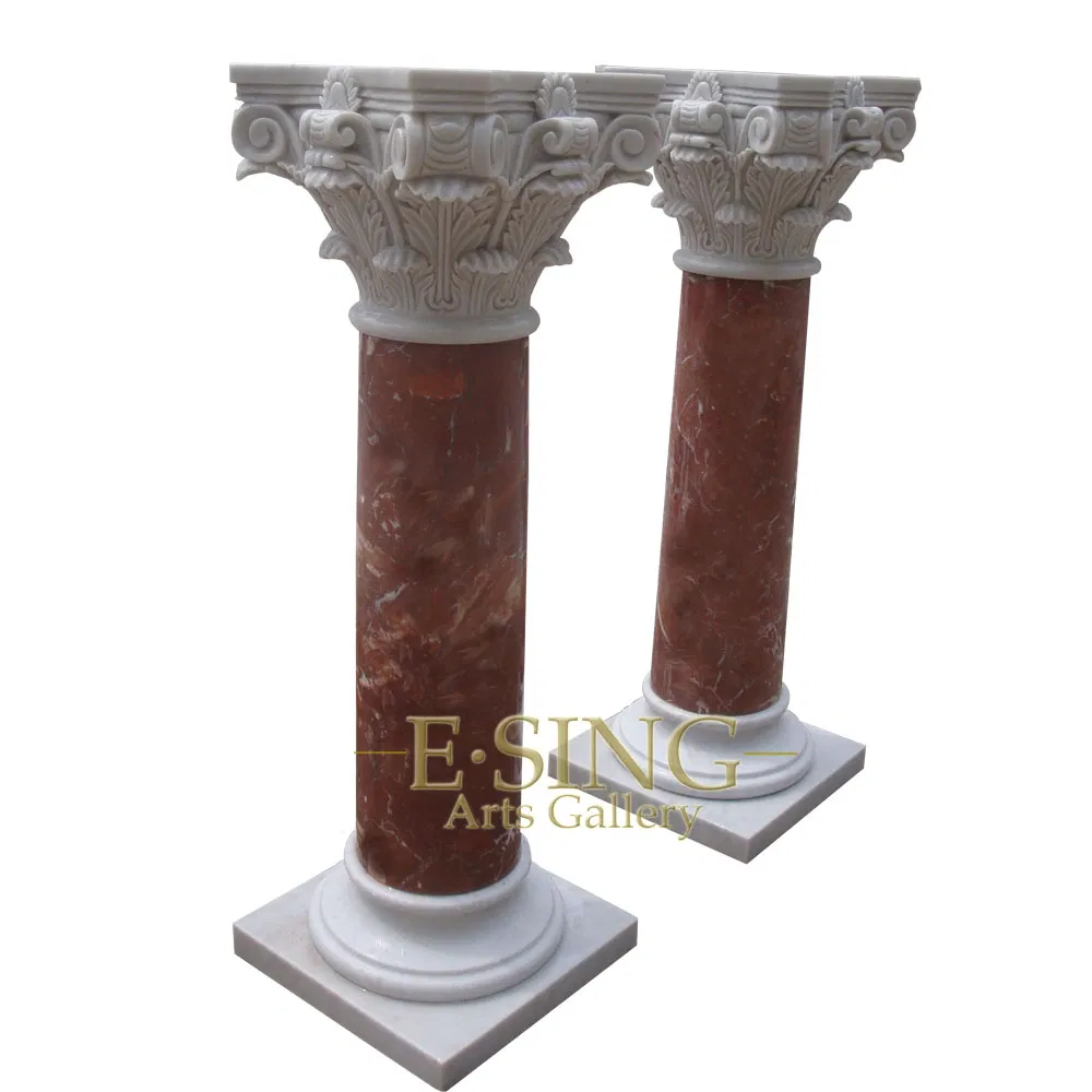 Column Pillar Round Base Pure White Marble Stands Pedestals