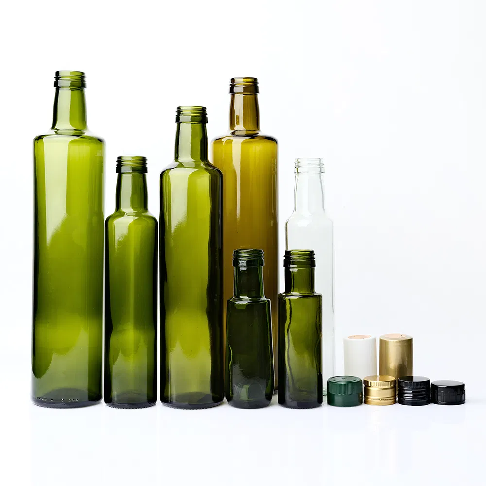 Custom Round Kitchen Cooking Edible Olive Oil Glass Bottle with Skrink 100ml 250ml 500ml 750ml 1000ml