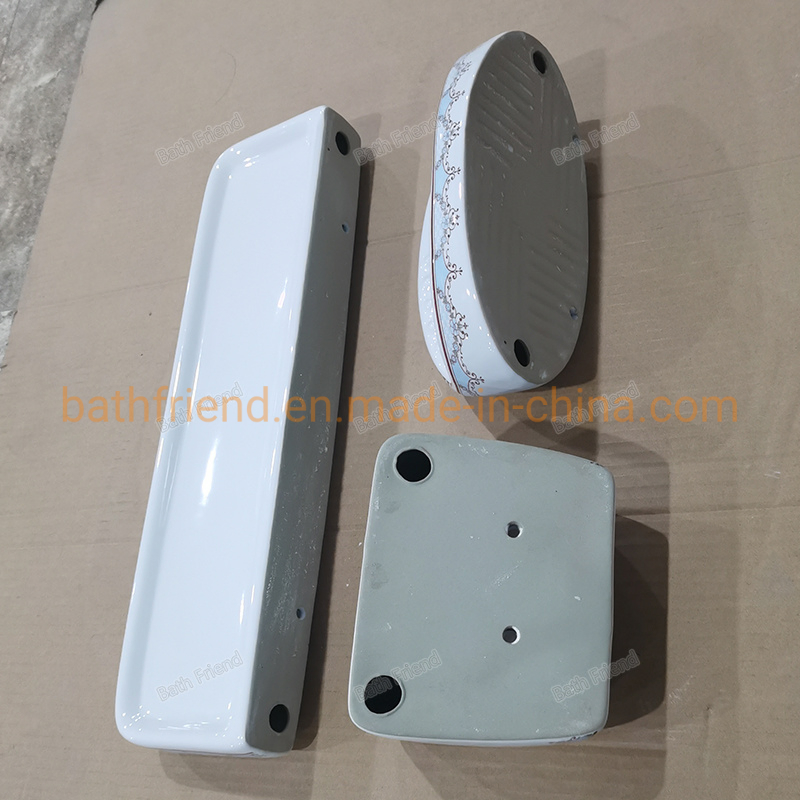 Flower Pattern Printing 3 Pieces Bathroom Fitting Ceramic Soap Holder Big Paper Plate Anterior Plate of Mirror