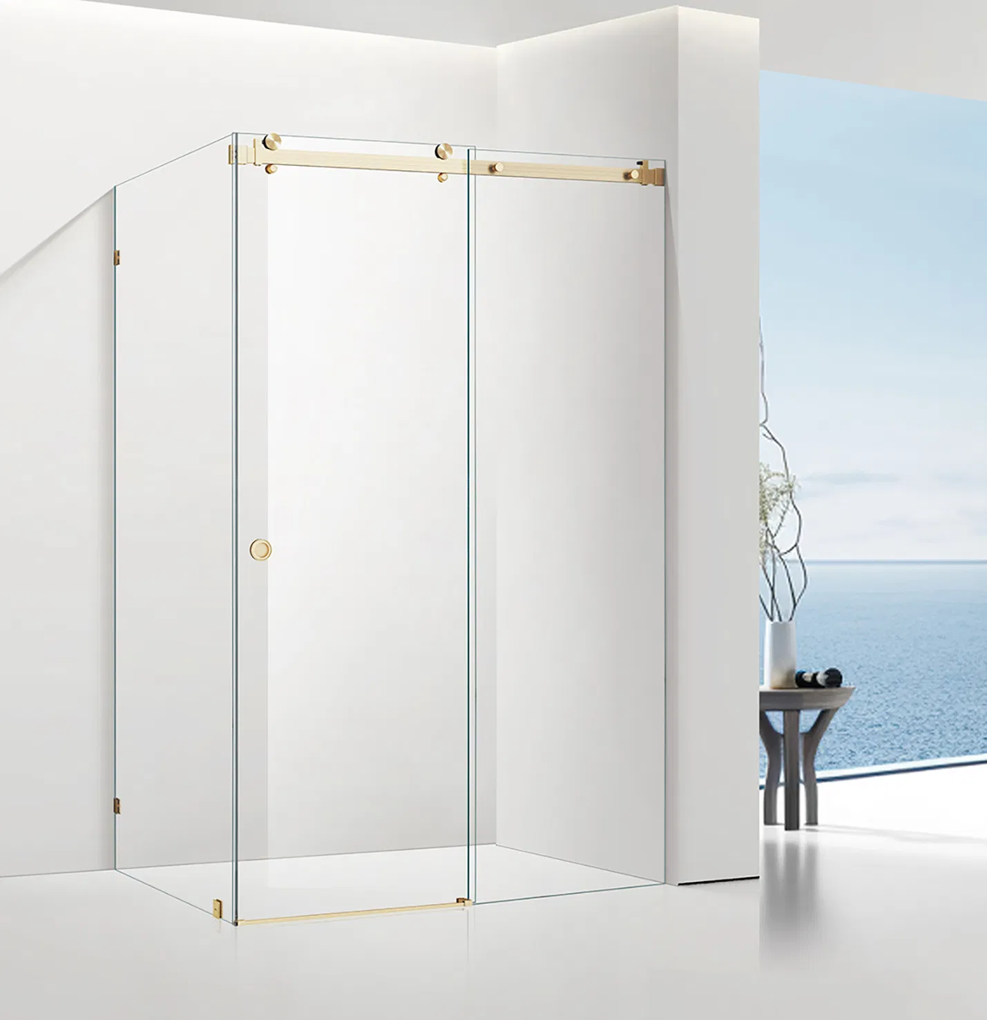 Contemporary Frameless Tempered Waterproof Bathroom Shower Door