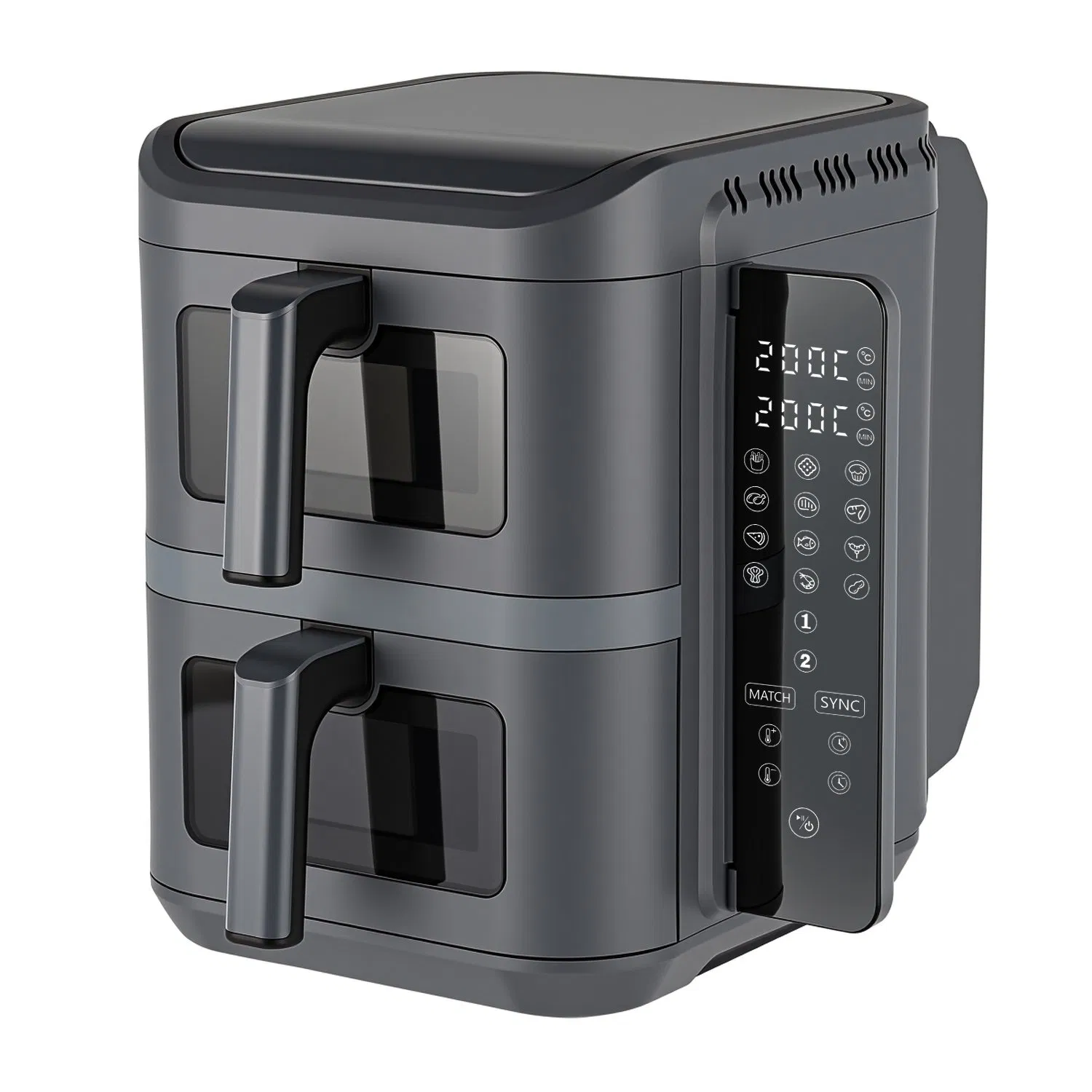 Household Air Fryer with Visible Window 11L Dual Stack Foldable Window Air Fryer