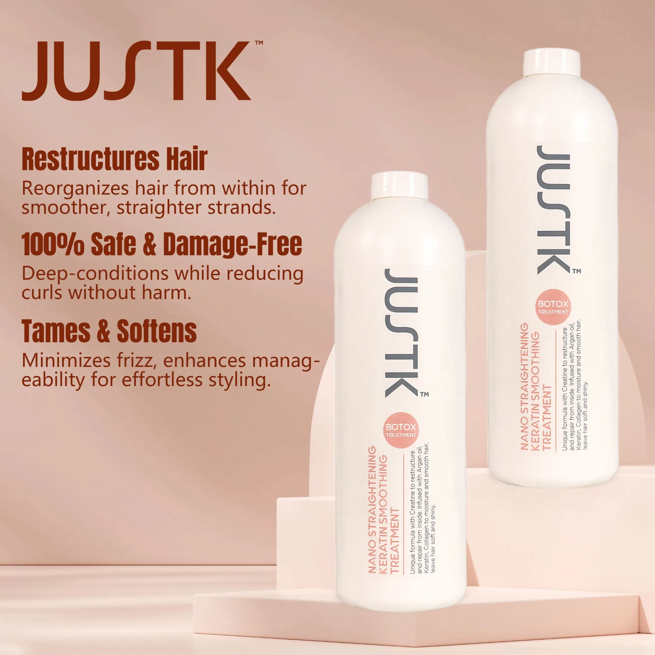 Justk Keratin Hair Straightening Cream Argan Oil Smooth Nano Collagen Hair Treatment