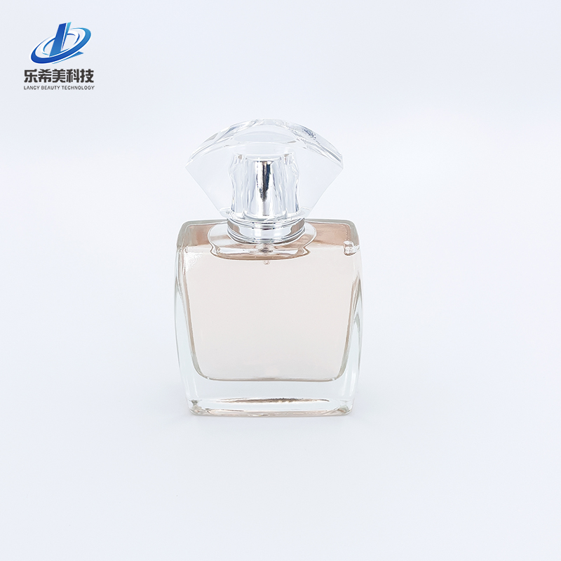 80ml Glass Perfume Bottle Square-Shaped No Screw Bottleneck Sealed with Crimped Sprayer Cosmetic Packaging Mist Pump Sprayer Empty