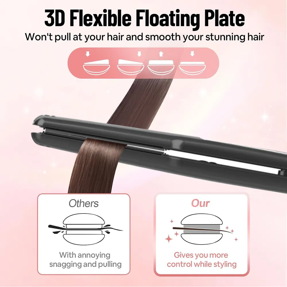 3D Floating Plate Custom 2 in 1 Digital Electric Flat Iron Plancha De Pelo Professional LED Hair Iron Straightener
