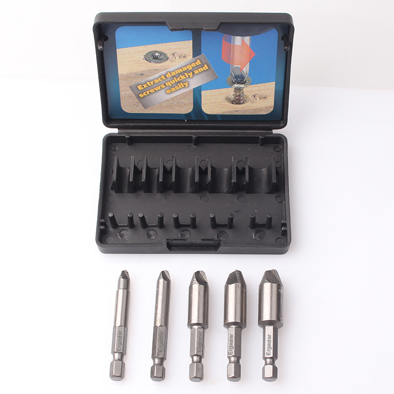5PCS Damaged Screw Extractor and Broken Bolts Remover Sandblasted