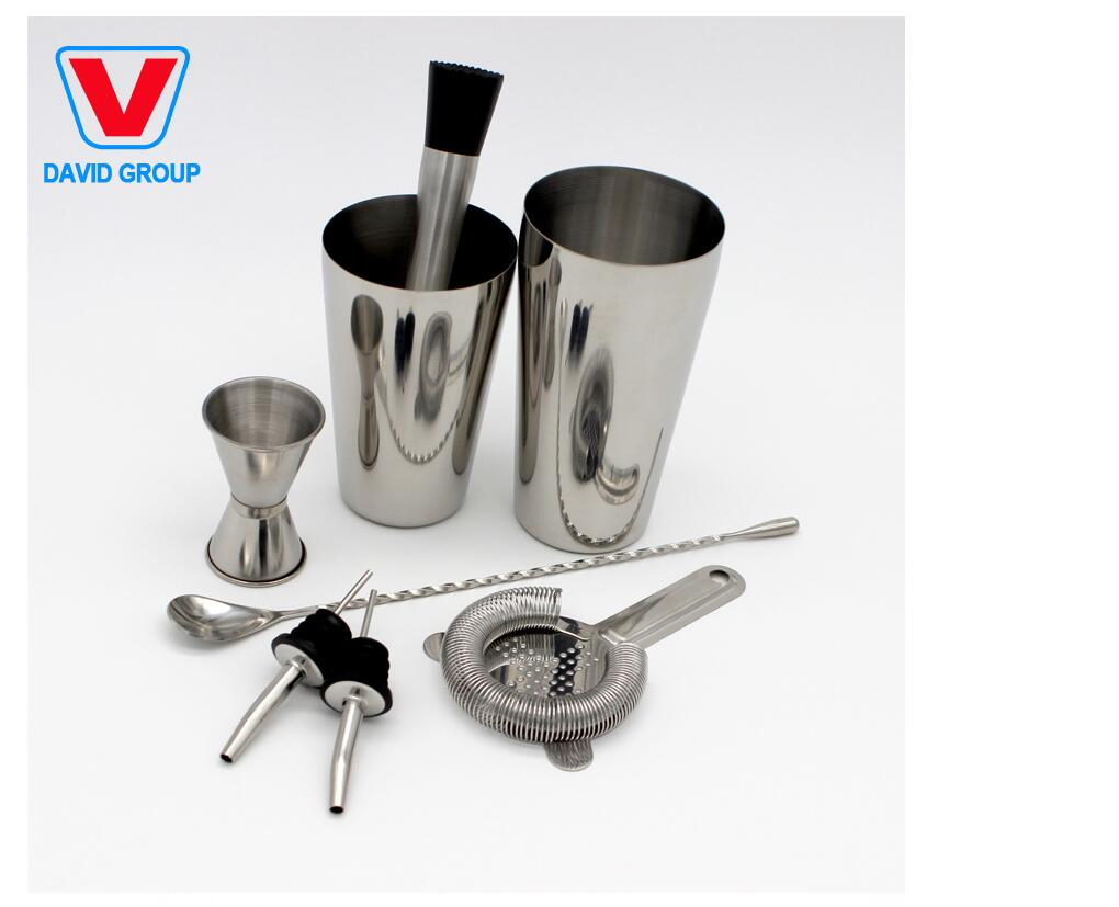 6PCS 700ml Stainless Steel Black Cocktail Shaker Set Shaker