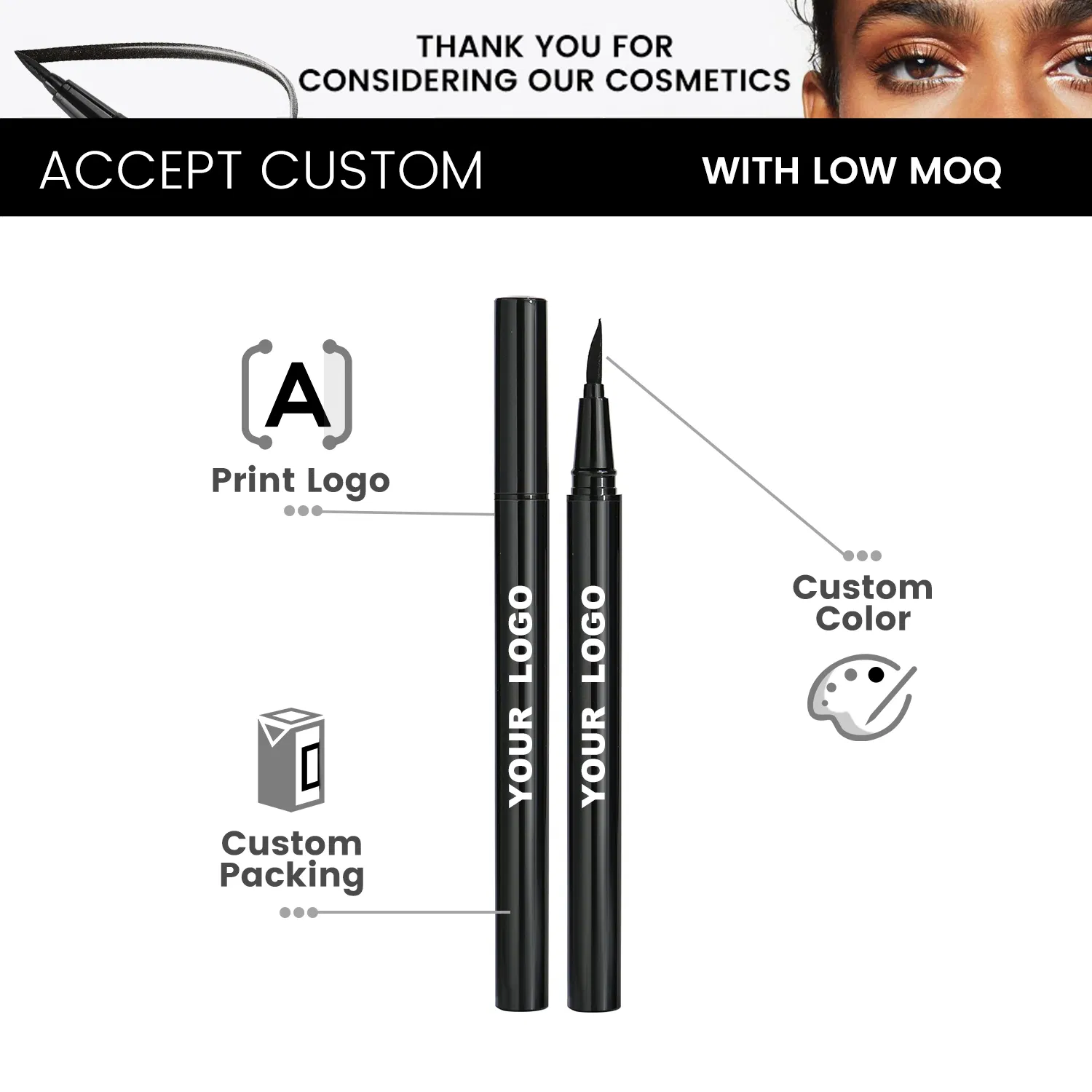 New Style Private Label Waterproof Long Lasting Eye Liner Factory Price