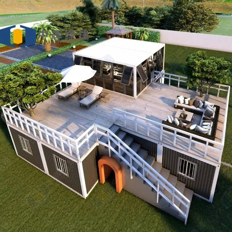 Fast Install Steel Structure Prefabricated portable Tiny Luxury Villa Two Storey Prefab House Mobile Container House