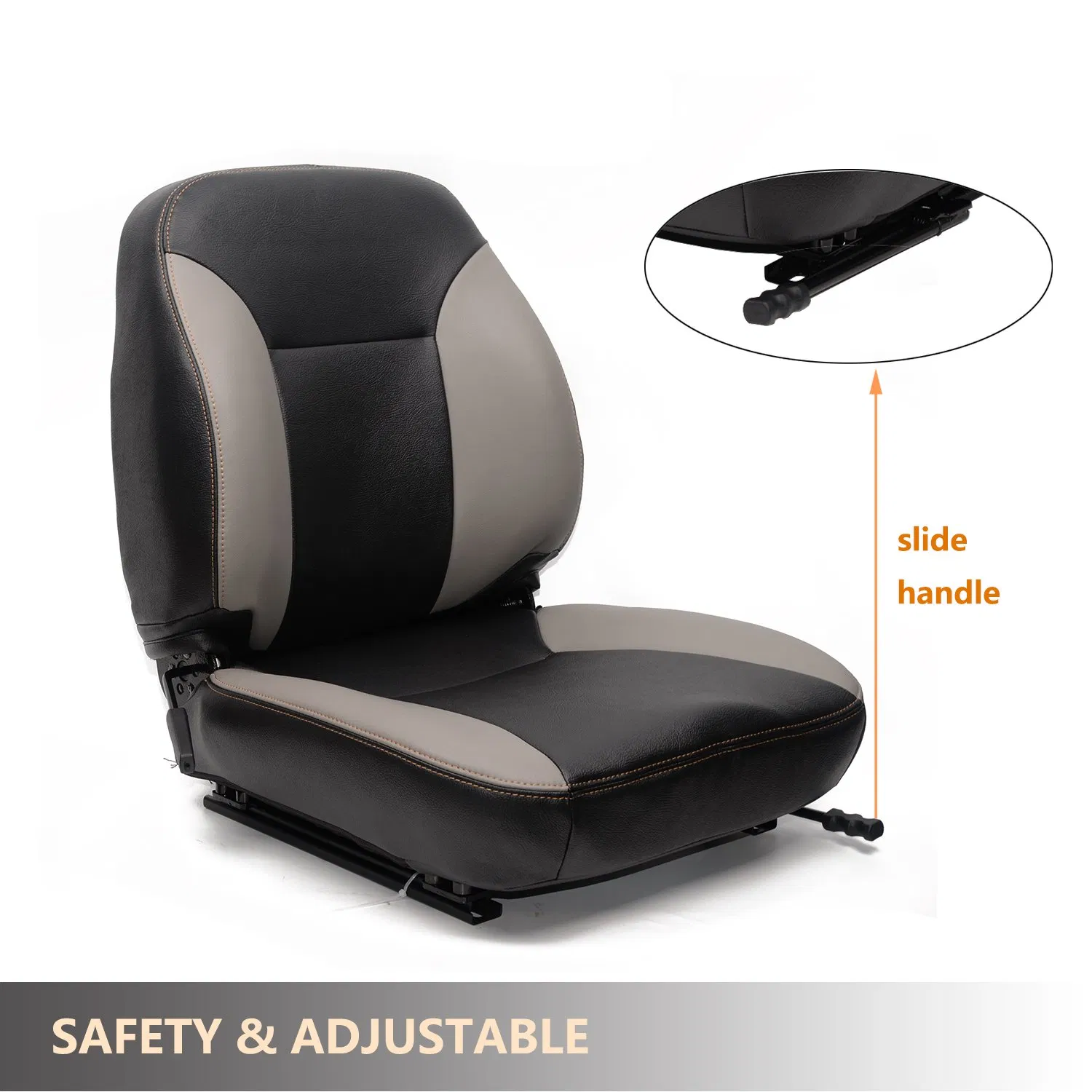 Replacement High-Back Steel Frame Tractor Seats with Heavy-Duty Black Vinyl Leather