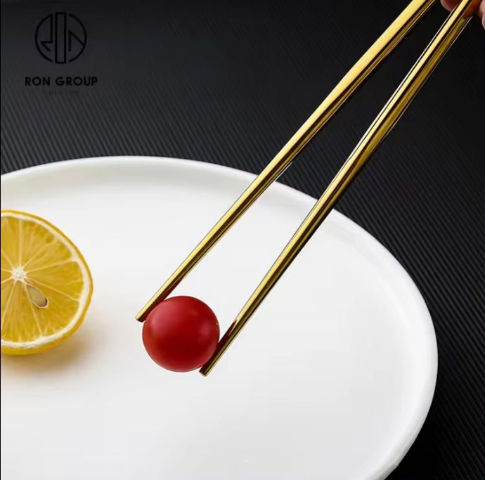 Wholesale Titanium Plated Gold Customized Stainless Steel Long Metal Chopsticks