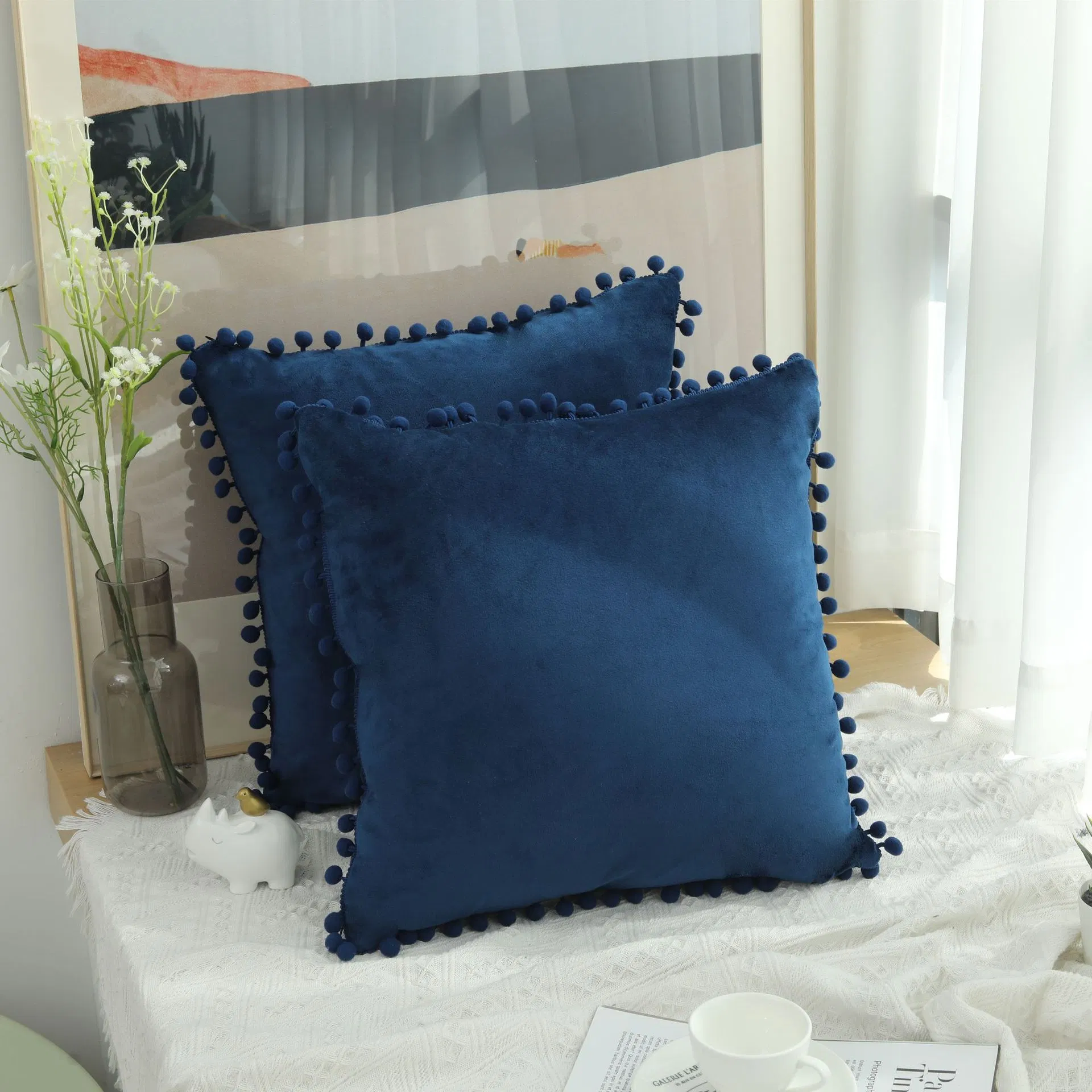Velvet Cushion Case, Cute and Soft Square Throw Pillows for Bed