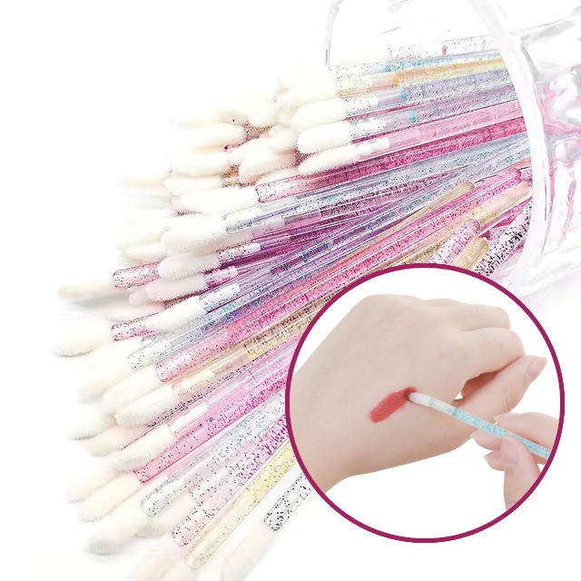 Mt Lashes China Manufacturer Disposable Makeup Brush Lip Gloss Lipstick Eyeliner Crystal Stem Lip Brush