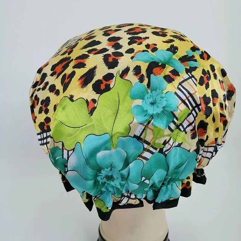 Luxury Printing Shower Caps Low MOQ Elastic Double Layer