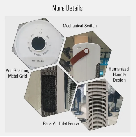 2025 Newest Freestanding Ceramic PTC Tower Fan Heater for Home