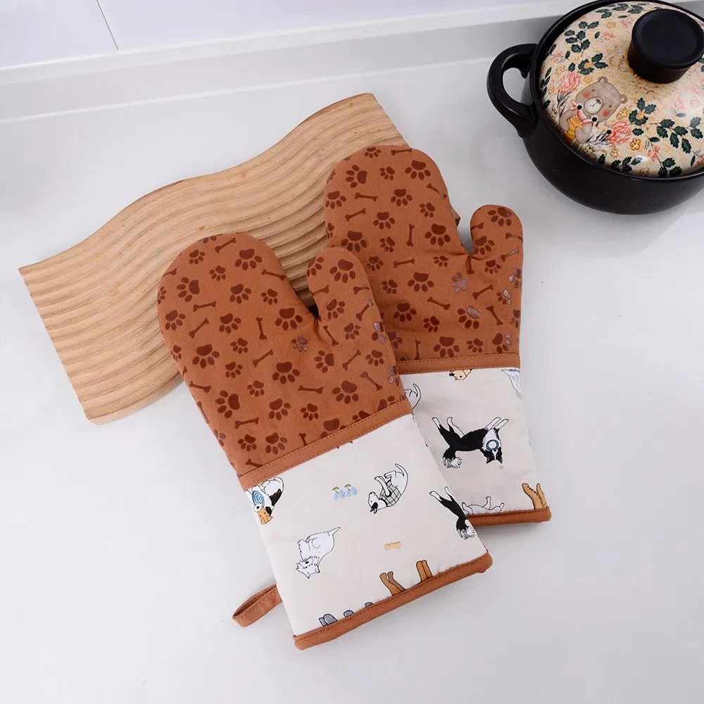 Wholesale Custom Cotton Printing and Silicone Heat Oven Mitt