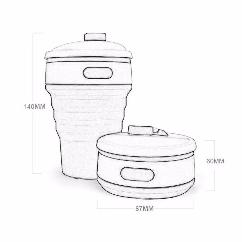 Складная силиконовая кружка для путешествий с крышкой