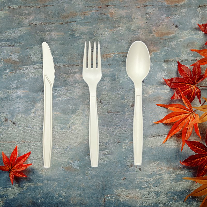 Wholesale Biodegradable Eco Friendly Disposable Knives 100 Packs Cutlery Set Sustainable