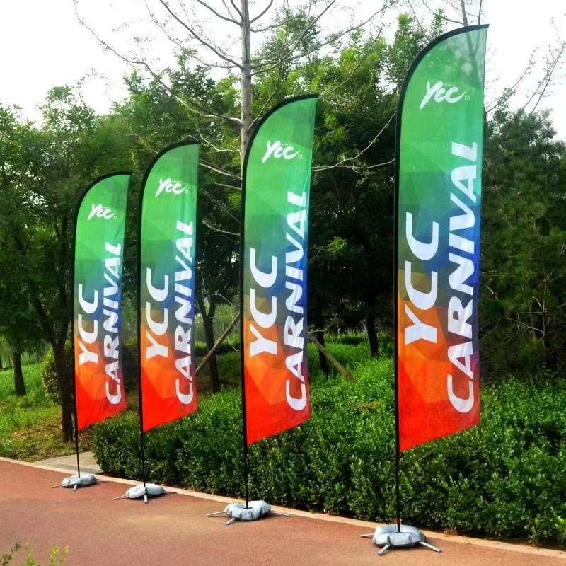 Fiberglass Poles Stainless Steel Base Flying Banner Teardrop/Feather/Square Beach Flag for Tradeshow