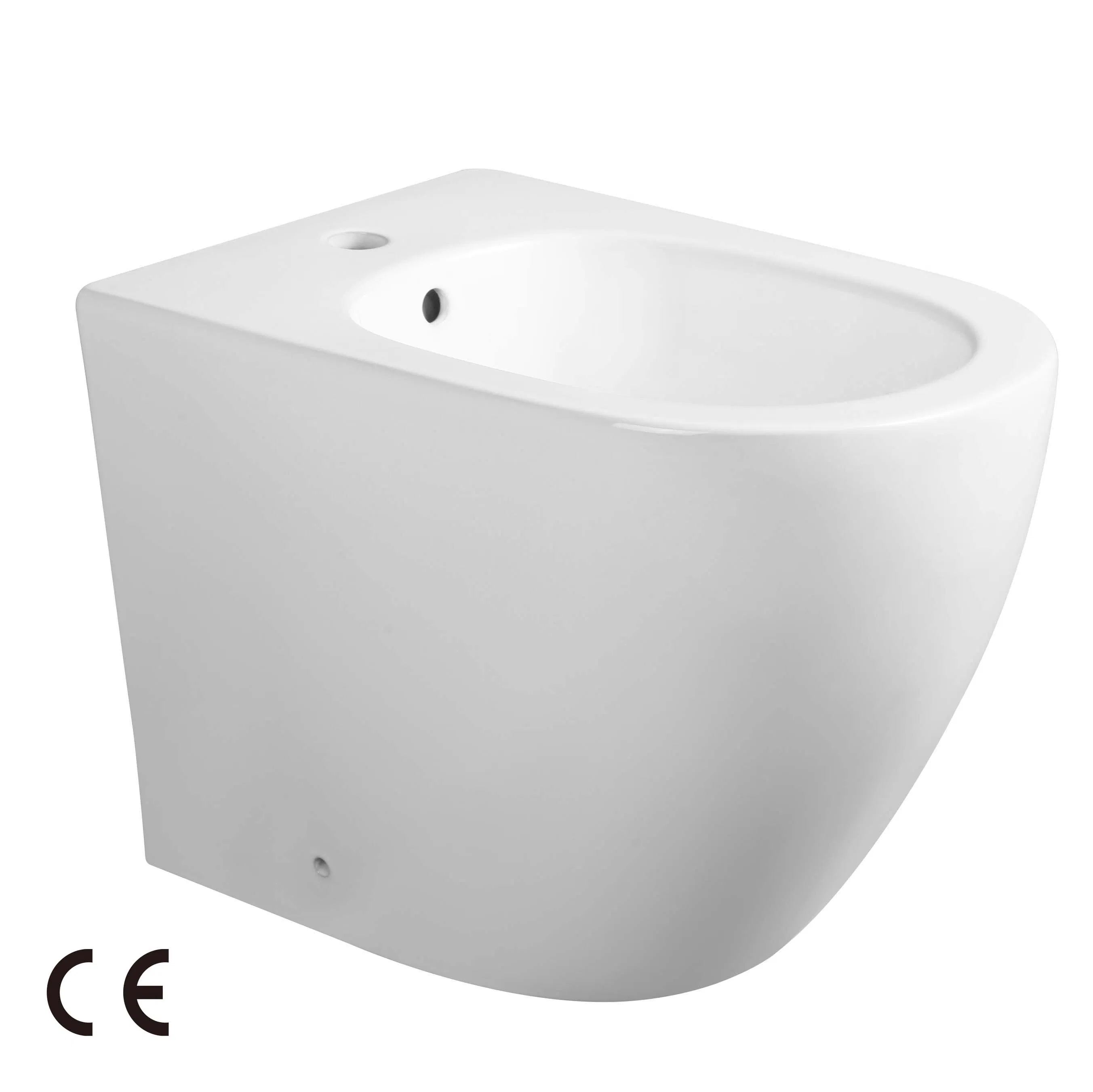 Elongated Bowl Concise Gloss White Back to Wall Floor Standing Bidet