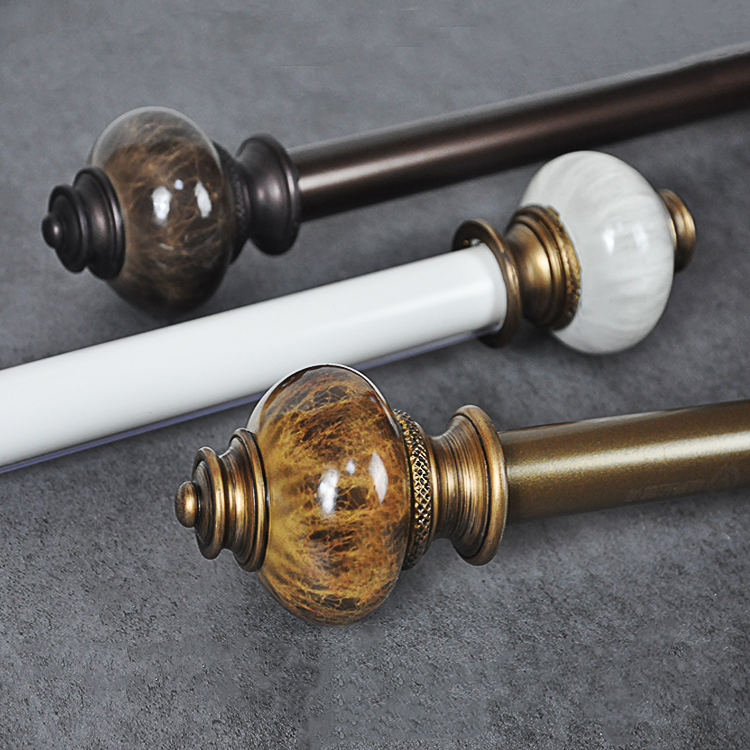 Chinese Factory Aluminium Antique Brass Window Curtain Rod and Finials