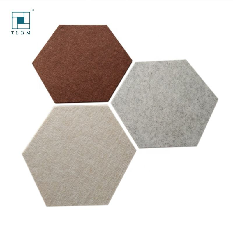 Beveled Edge Decor Felt Sound Proof Padding Wall Tiles Polyester Fiber Hexagon Acoustic Panels