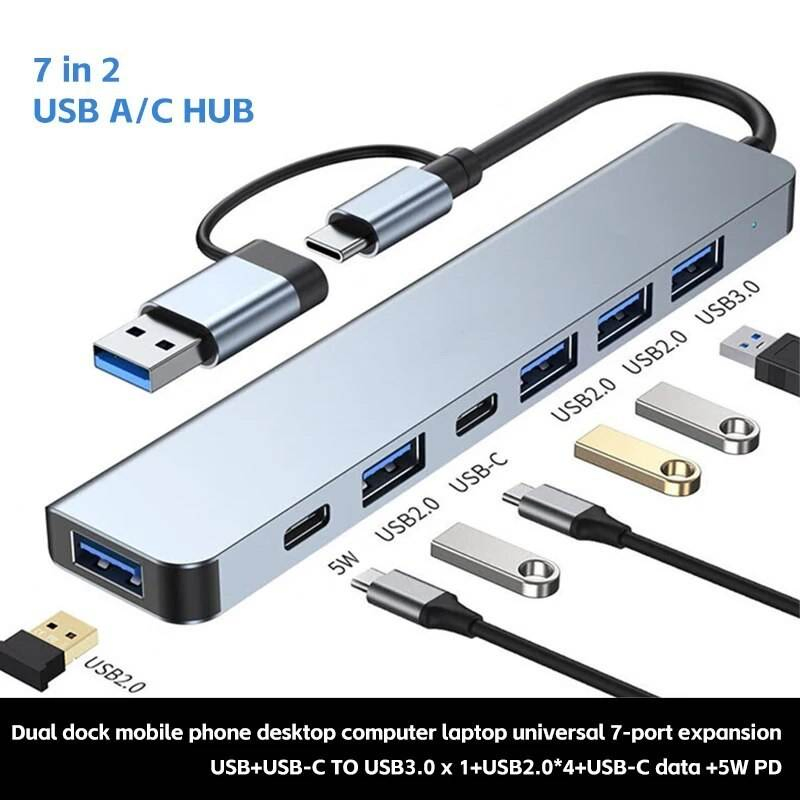 Customization Multifunction 11 in 1 Hub USB C Multiport Adapter HDTV 4K 30Hz 4 USB 3.0 Hub 3.5mm Aux 11 Port Dock Station for Laptop Splitter