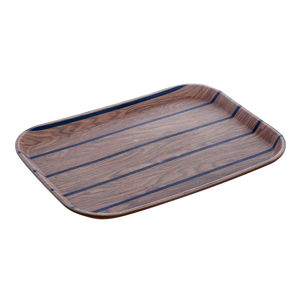 Elegant Plastic Serving Trays - Rectangular & Round Striped for Hotels